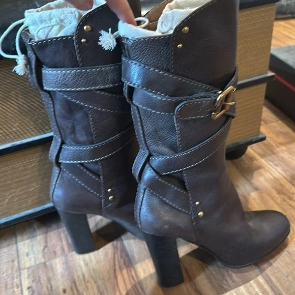 EUC Chloe brown leather buckle boots sz 40 - Picture 4 of 5